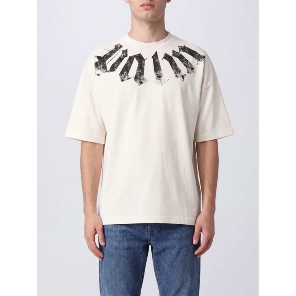 Palm Angels Men Relaxed Fit Graffiti Logo Print Cotton T-Shirt Palm Angels